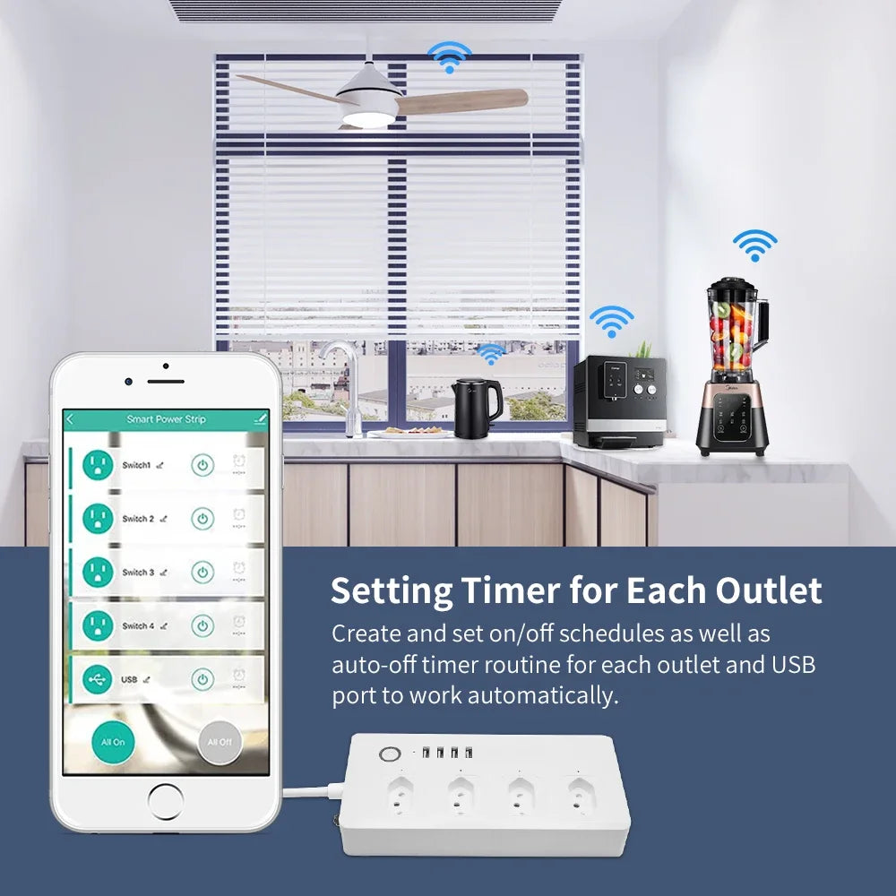 Intelligente Steckdosenleiste Wifi ZigBee 4-Fach USB