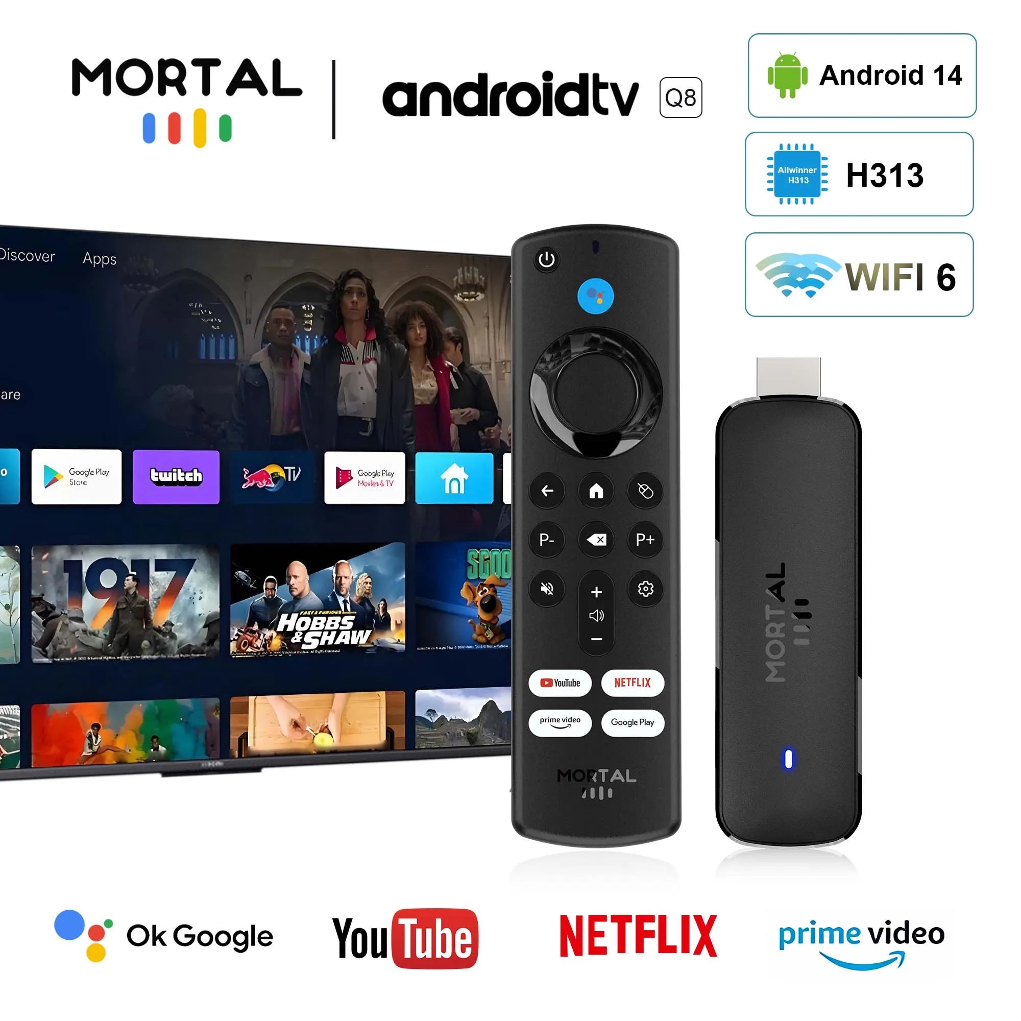 Android 14 TV Stick with 4K Ultra HD streaming