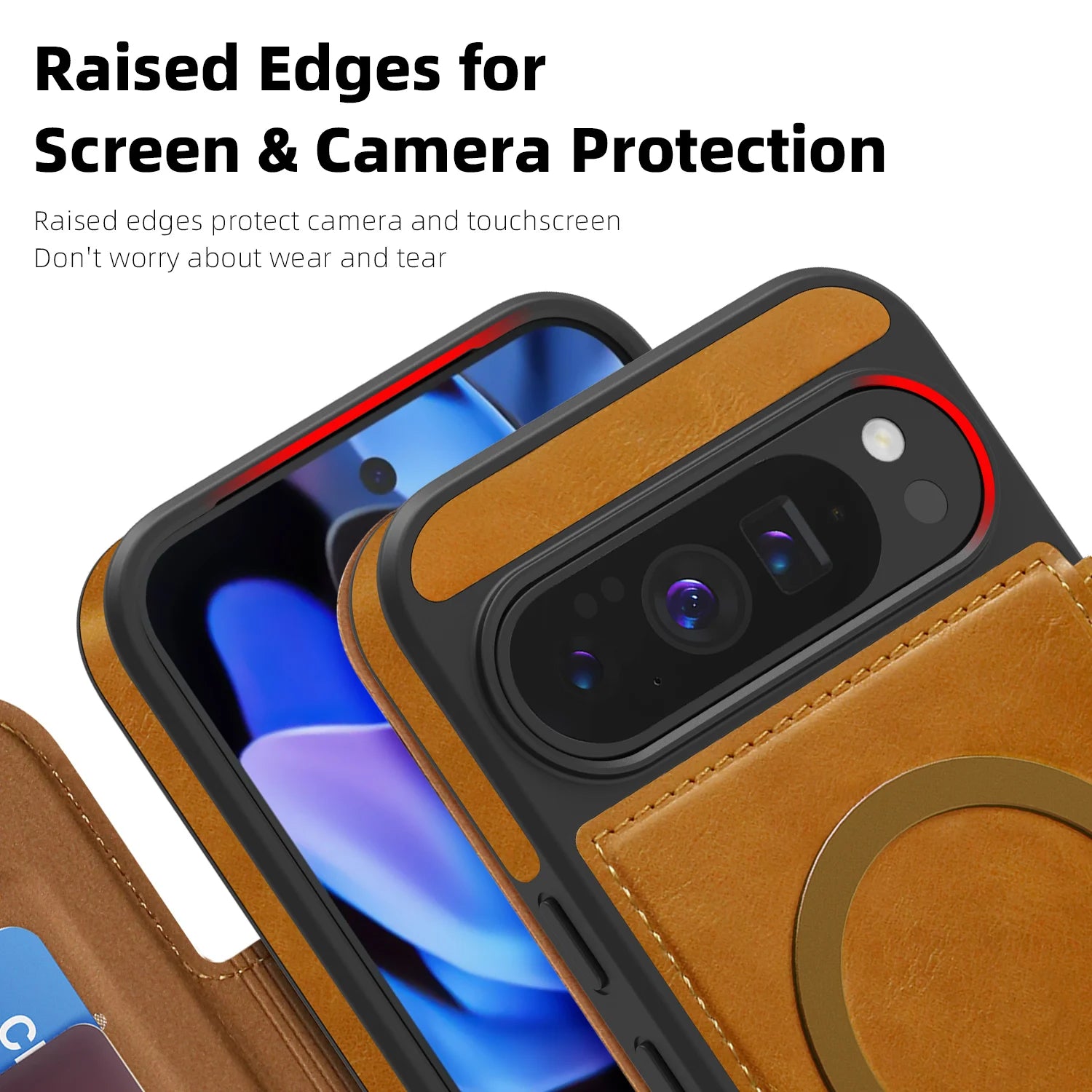 RFID Leather Flip Case for Google Pixel 10 Pro