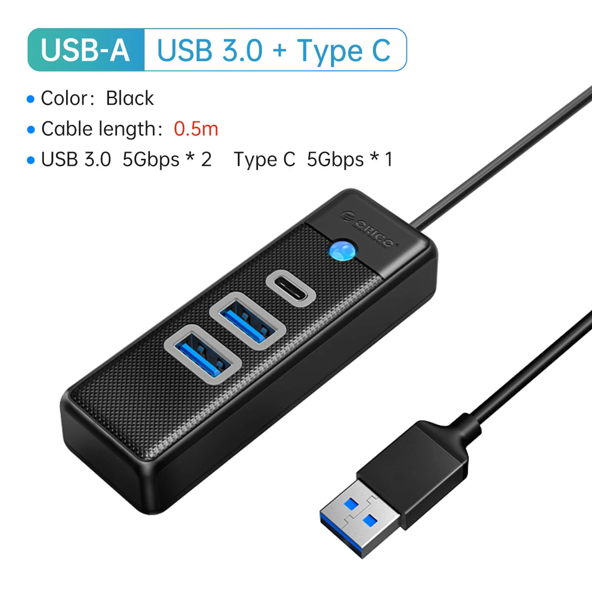 USB 3.0 HUB 4-Port Type-C Splitter