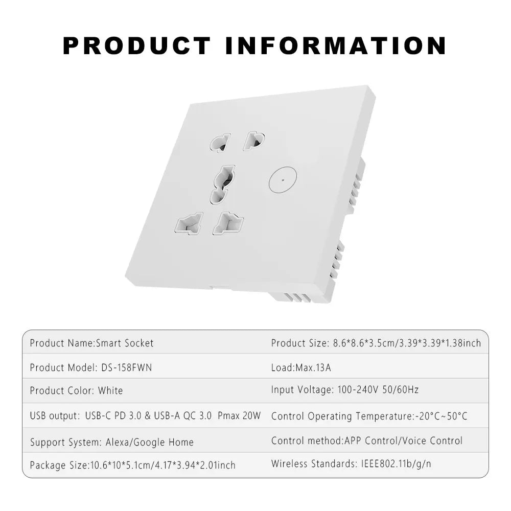 WLAN Smart Steckdose mit USB Typ-C Schnellladung
