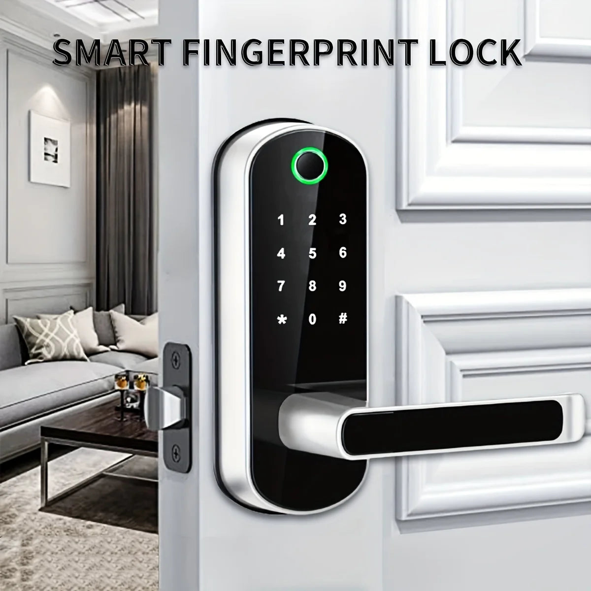 Smarte Fingerprint Türschloss mit App und Touchscreen
