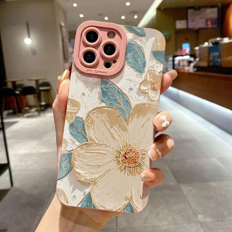 Ölmalerei Blumen Matte Hülle für iPhone 17