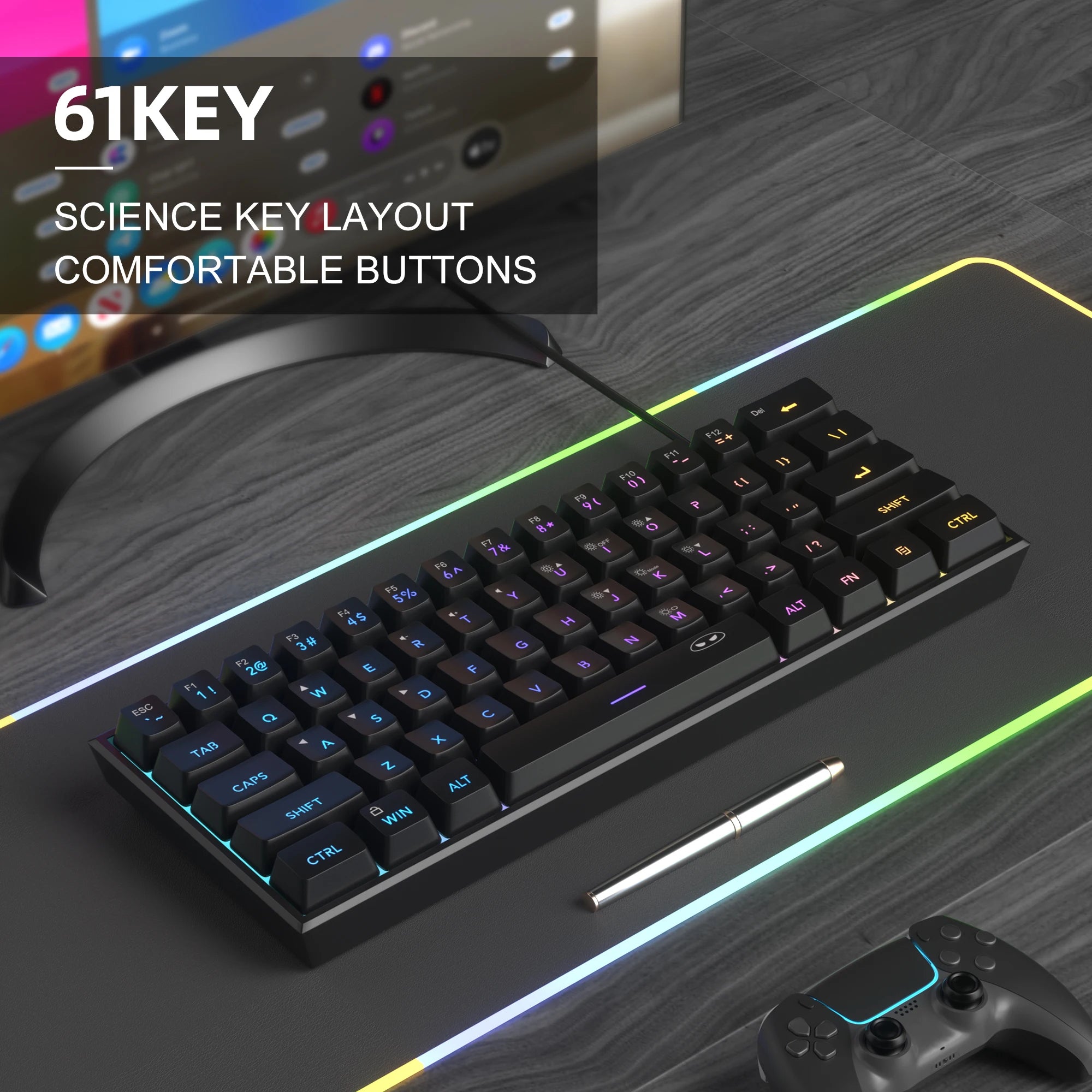 MageGee TS91 60 % Mini RGB Gaming-Tastatur
