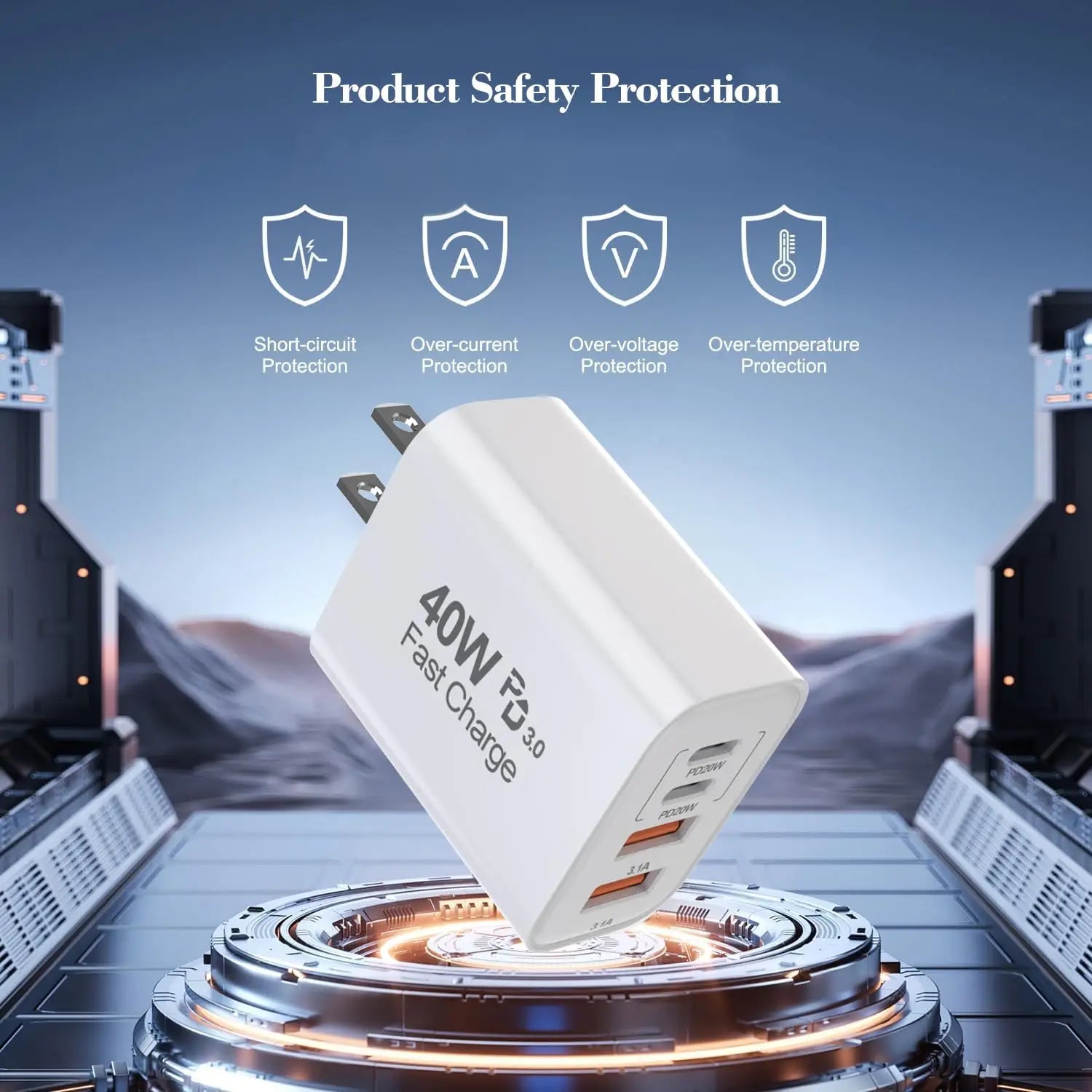 40W 4-Port USB Schnellladegerät Wandadapter