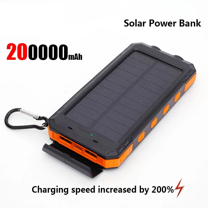 Solar Power Bank 200000mAh Fast Charger