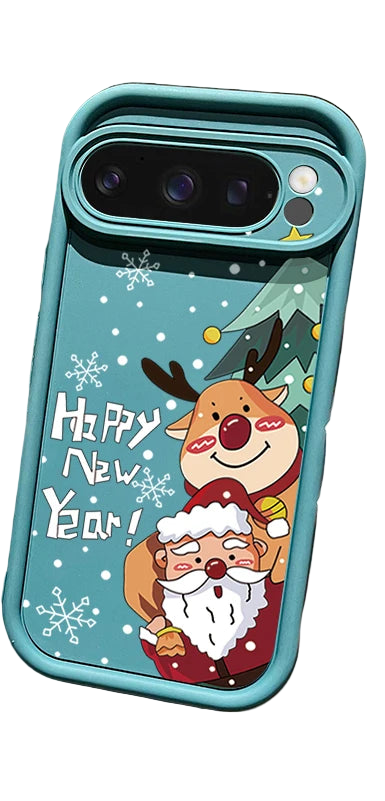 Weihnachts Silikonhülle für Google Pixel 7 und 8 stoßfest flexibel mit Schneemann und Elchdesign robuster Schutz für Winter und Alltag