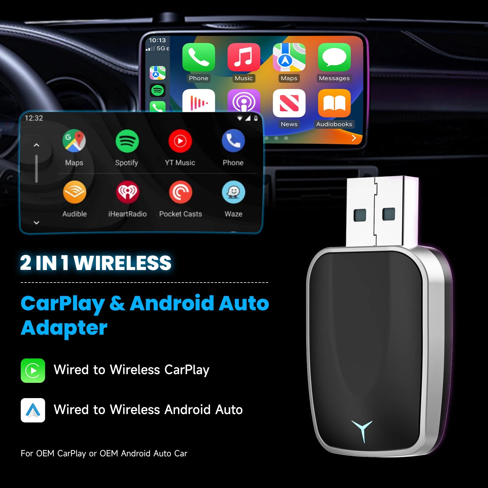 2-in-1 Kabel zu Wireless CarPlay Adapter