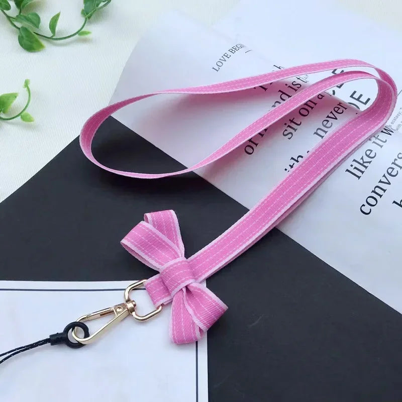 Koreanischer Chic Handy-Lanyard mit gestreiftem Bogen