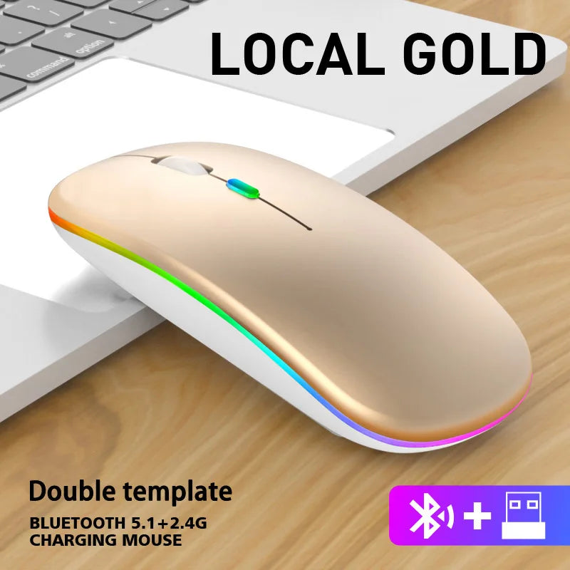 Kabellose Dual-Modus Maus, Bluetooth, RGB, Ergonomisch