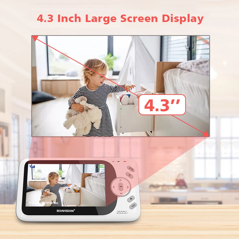 Video-Babymonitor 4.3 Zoll Pan Tilt Kamera
