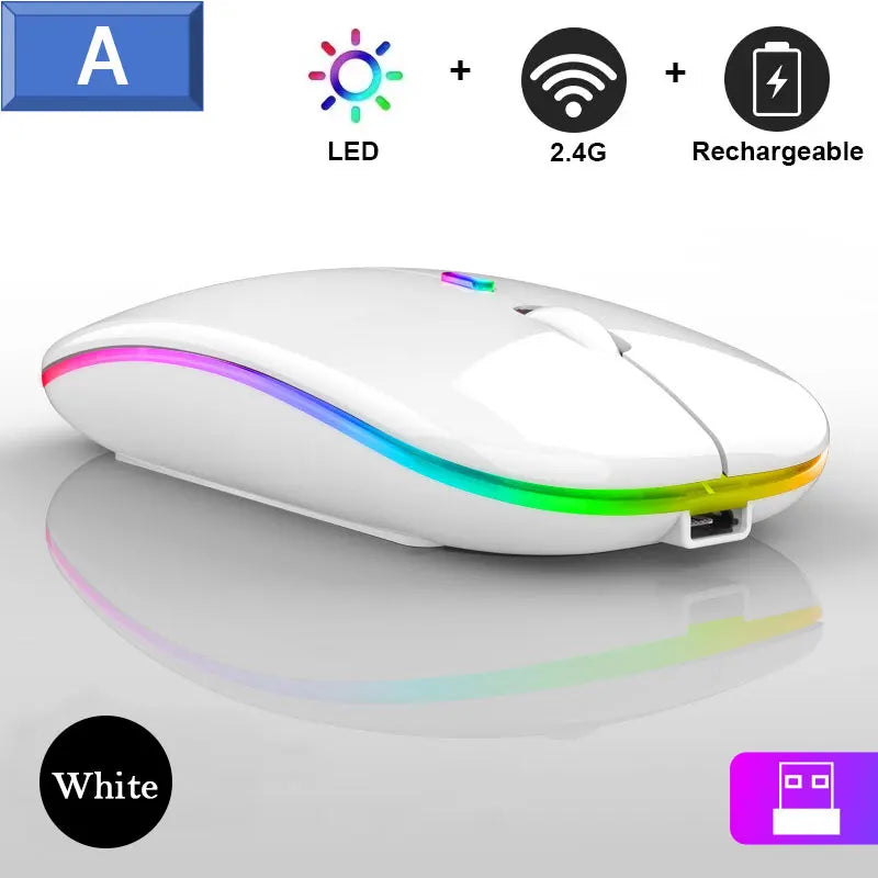 Leise Bluetooth-Maus mit LED, 2.4G, tragbar & präzise