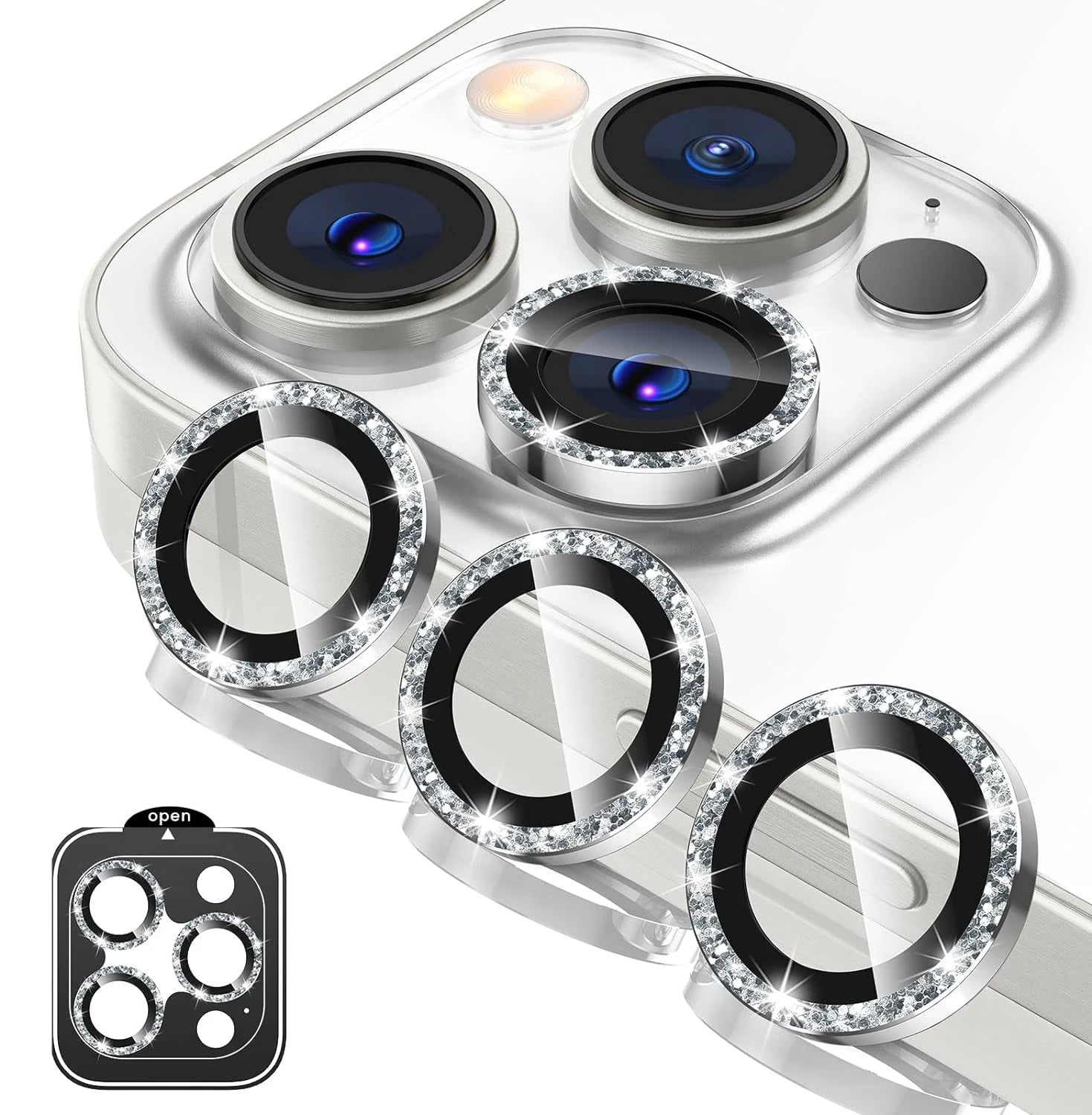 Glitzer-Diamant Kameraobjektivschutz für iPhone – NYFundas