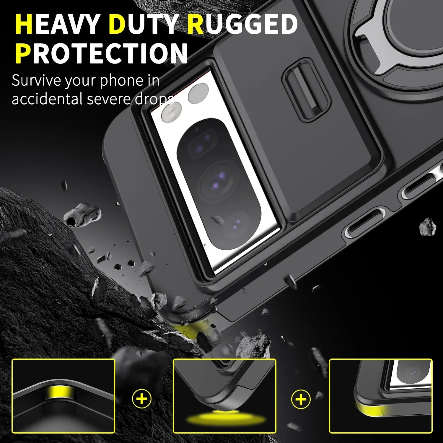 Étui hybride avec anneau et protection de l'appareil photo