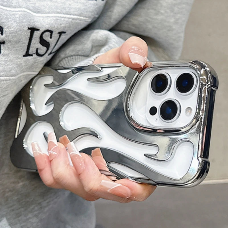 Luxus 3D Flammen Hülle für iPhone 17 Silikon