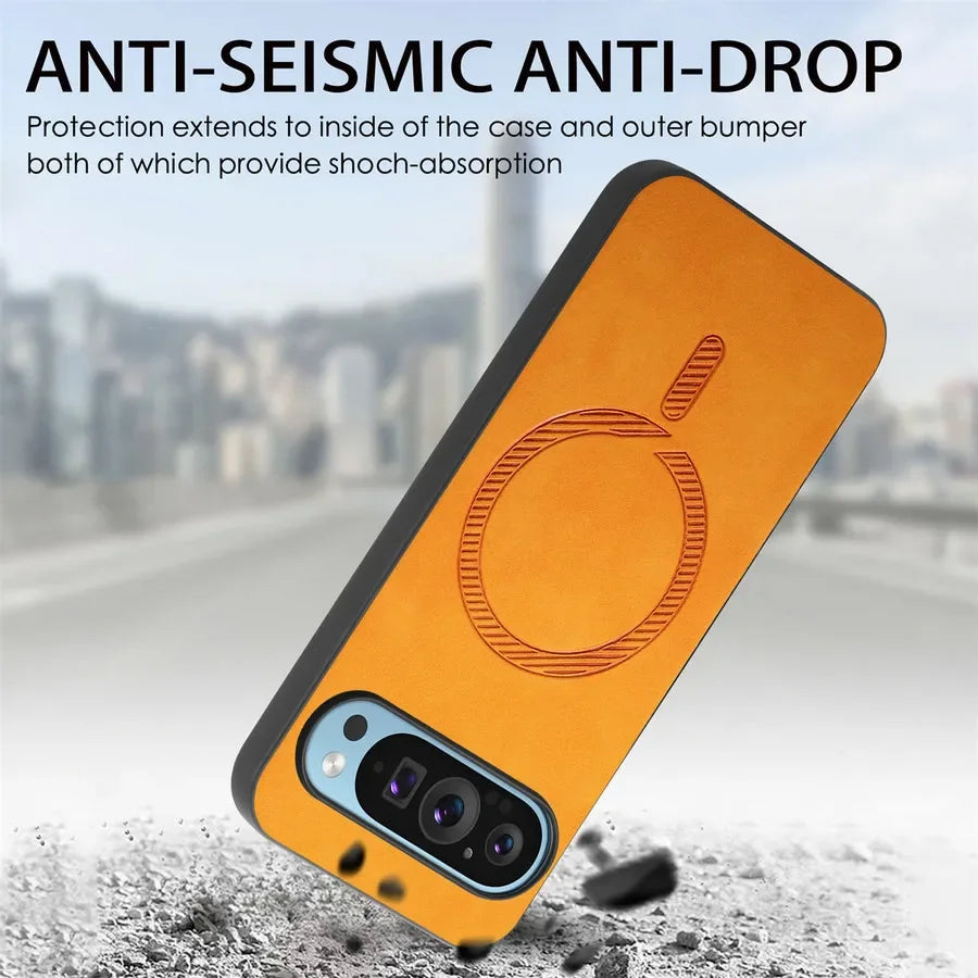 Luxus Leder Hülle Pixel 9 Pro Magsafe