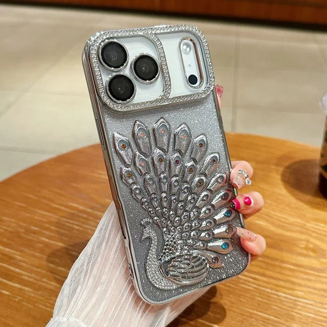 Luxus Glitzer-Pfau Hülle für iPhone 17 & mehr