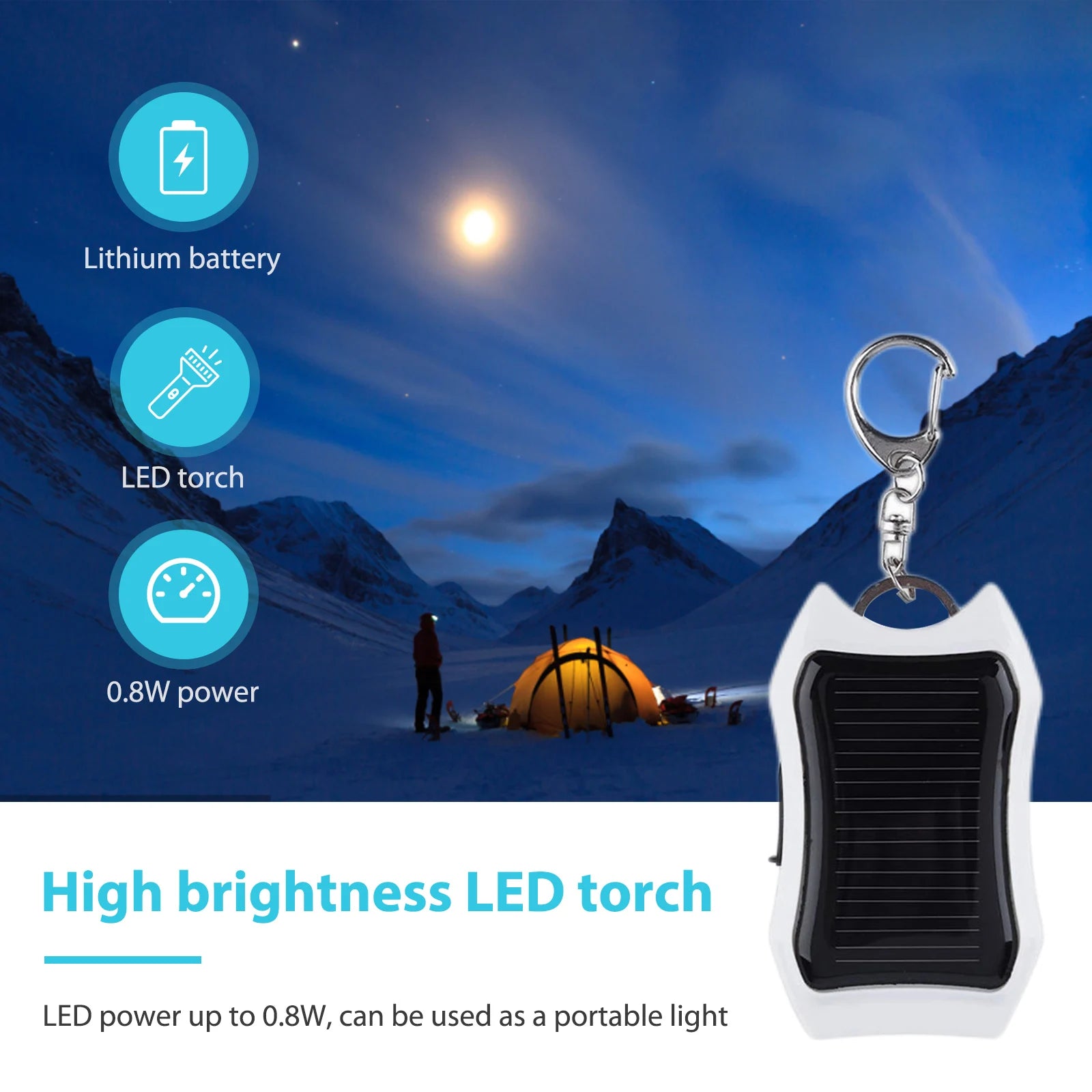950mAh Keyring Solar Power Bank with LED