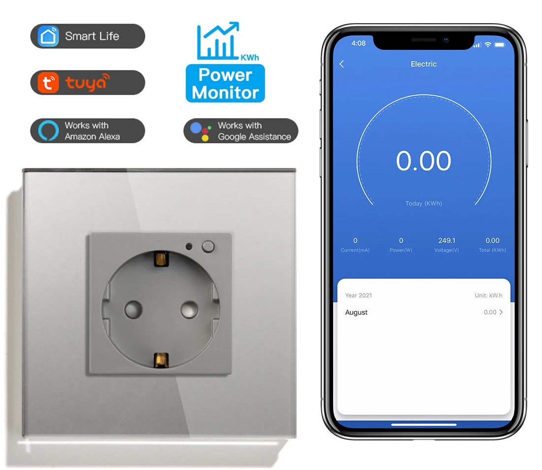 WLAN Smart Steckdose mit Glas Touch Panel & App