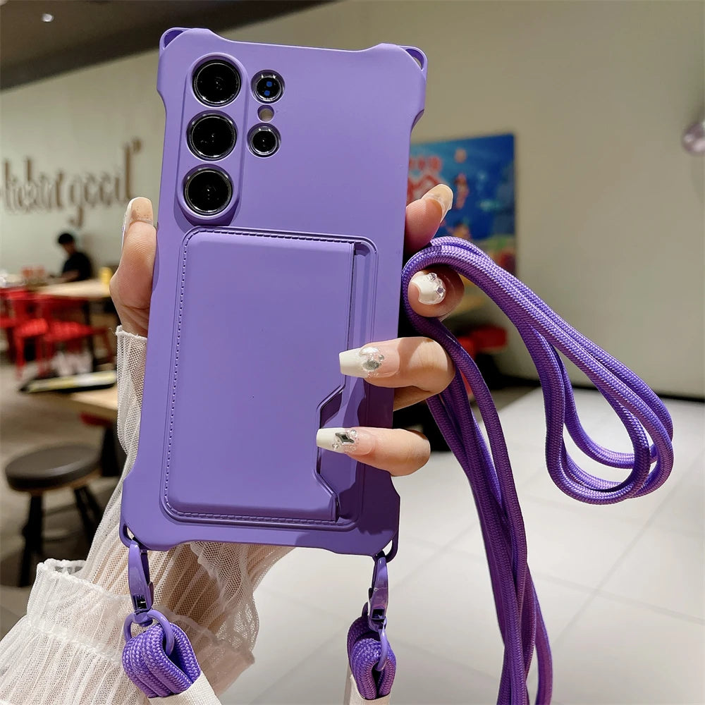 Luxus Crossbody Kartenhülle für Samsung Galaxy S25–S22