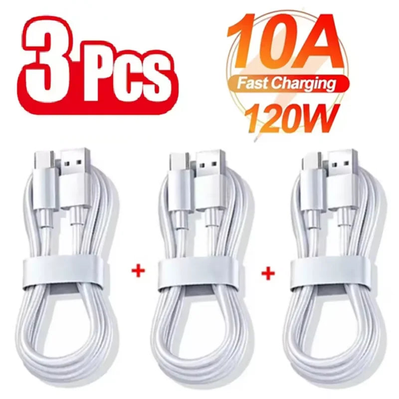 3er Set 100W 10A USB Typ C Schnellladekabel
