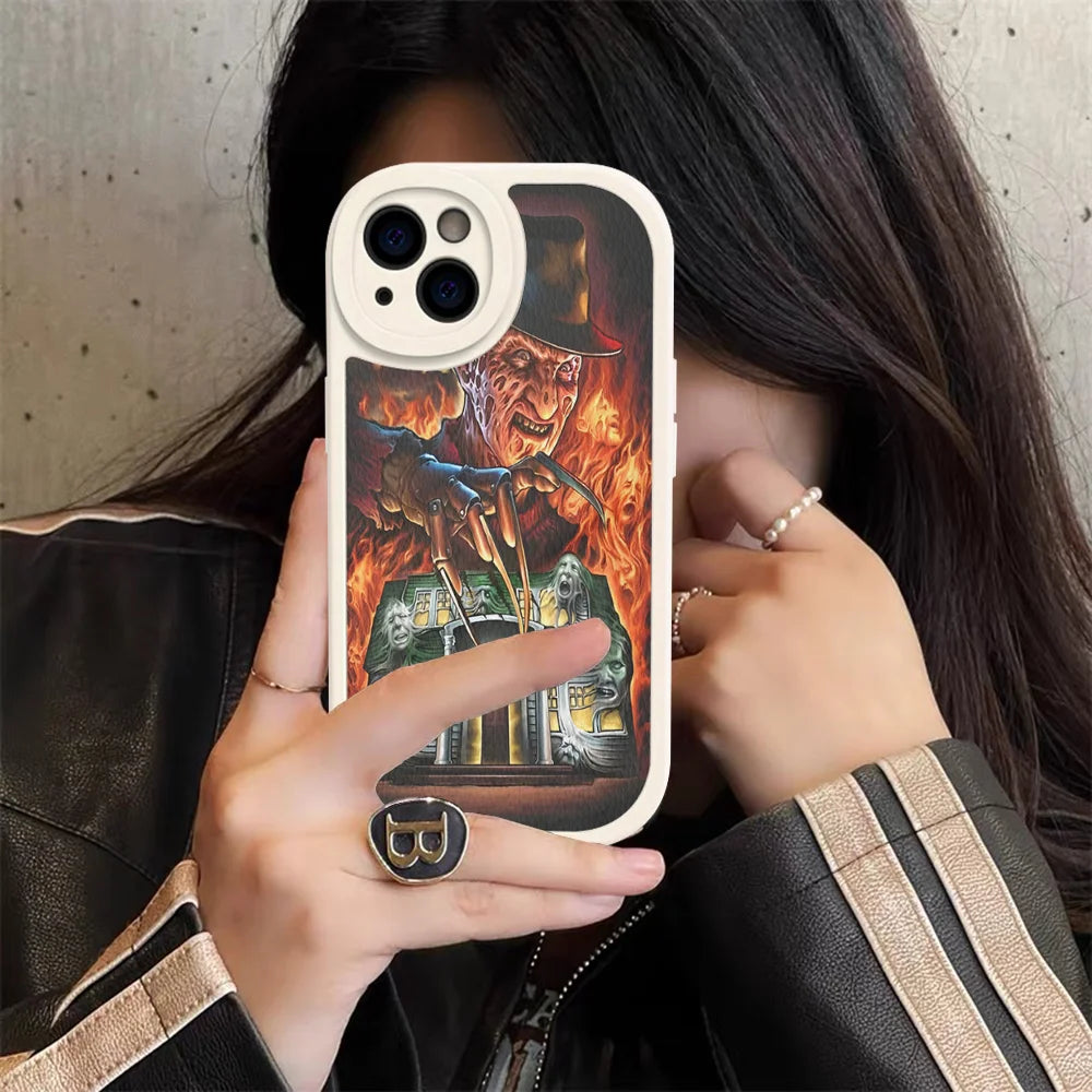 Freddy Krueger Horror Lederhülle für iPhone Modelle