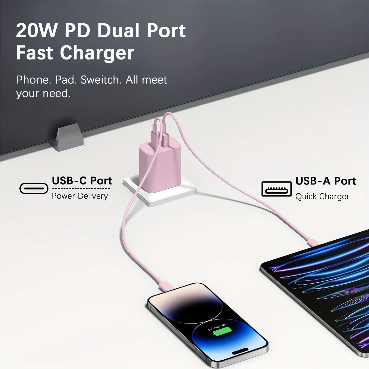 20W iPhone 16 Ladegerät Dual Port PD Adapter