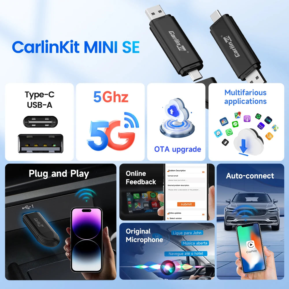 Adaptateur CarPlay sans fil Carlinkit MINI SE