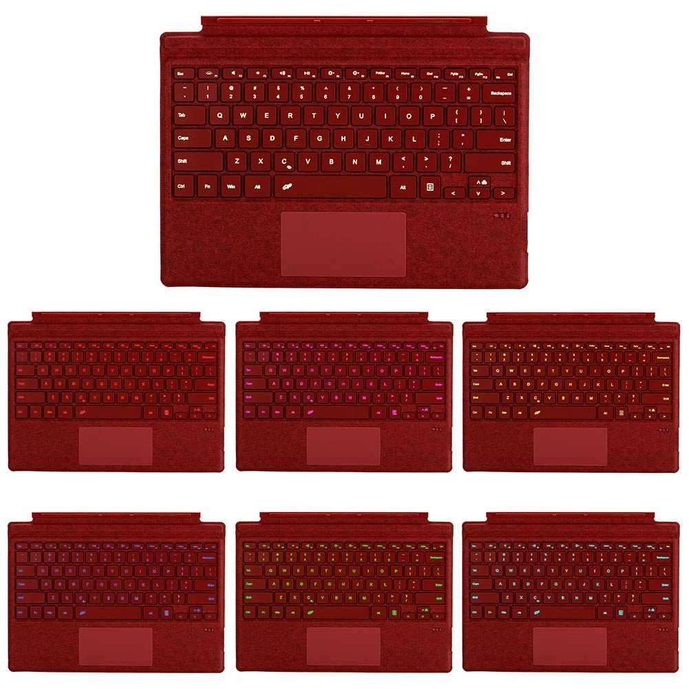 Bluetooth Typ Cover Tastatur mit Trackpad und 7-Farben Beleuchtung für Microsoft Surface Pro 3 4 5 6 7+