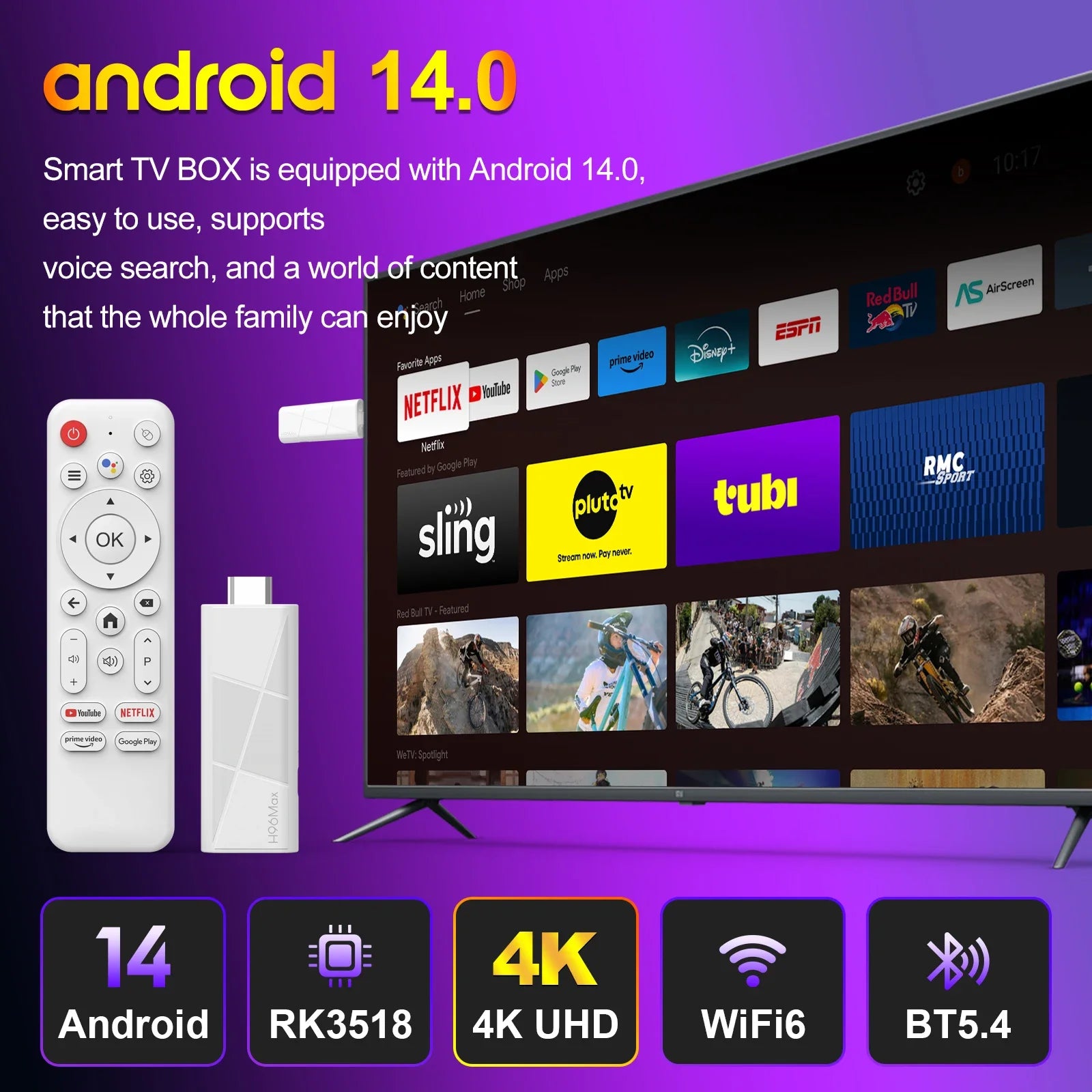 4K Android TV Stick with WiFi 6 and fast performance