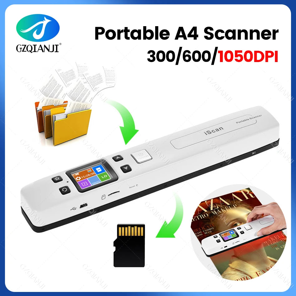 Tragbarer A4 Mini Dokumenten- und Fotoscanner WiFi