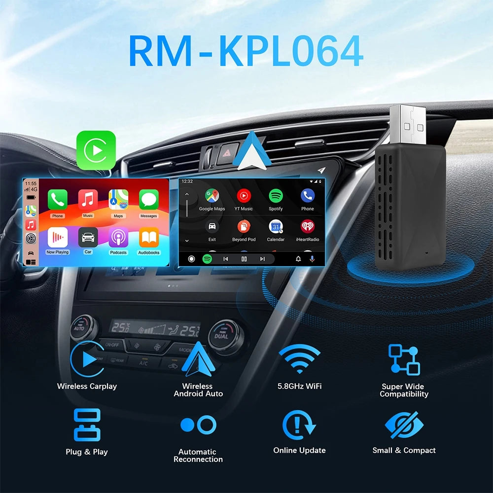 Neuer 2in1 Wireless Carplay Android Auto Adapter
