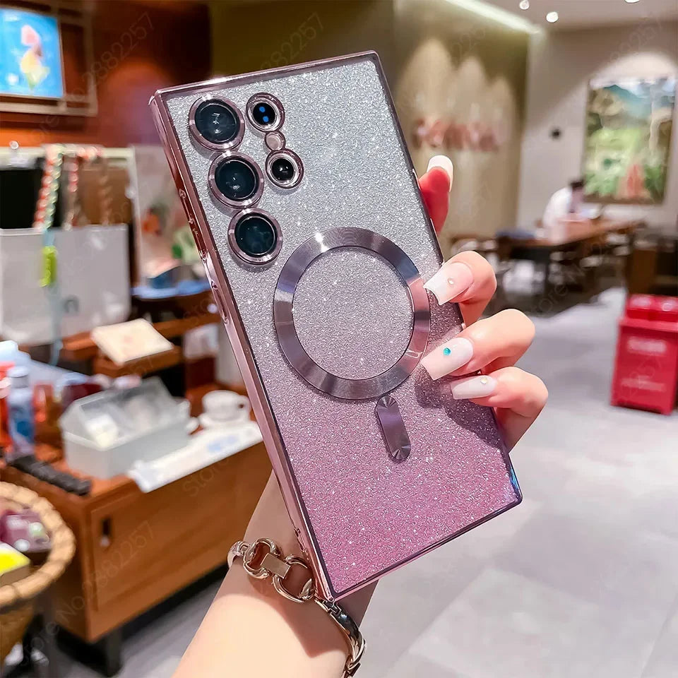 Glitzer Luxus Magnethülle für Samsung Galaxy S25