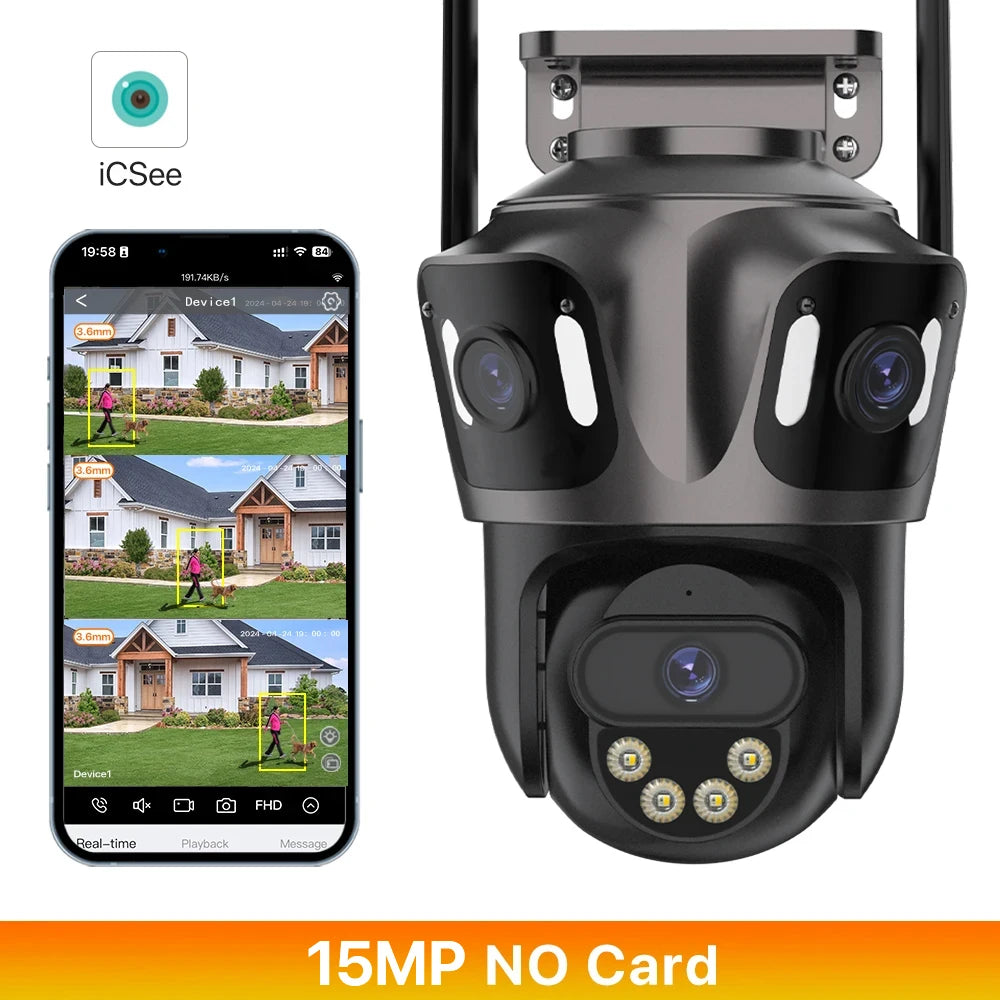 15MP 4K WLAN IP Kamera mit Drei Bildschirmen Outdoor