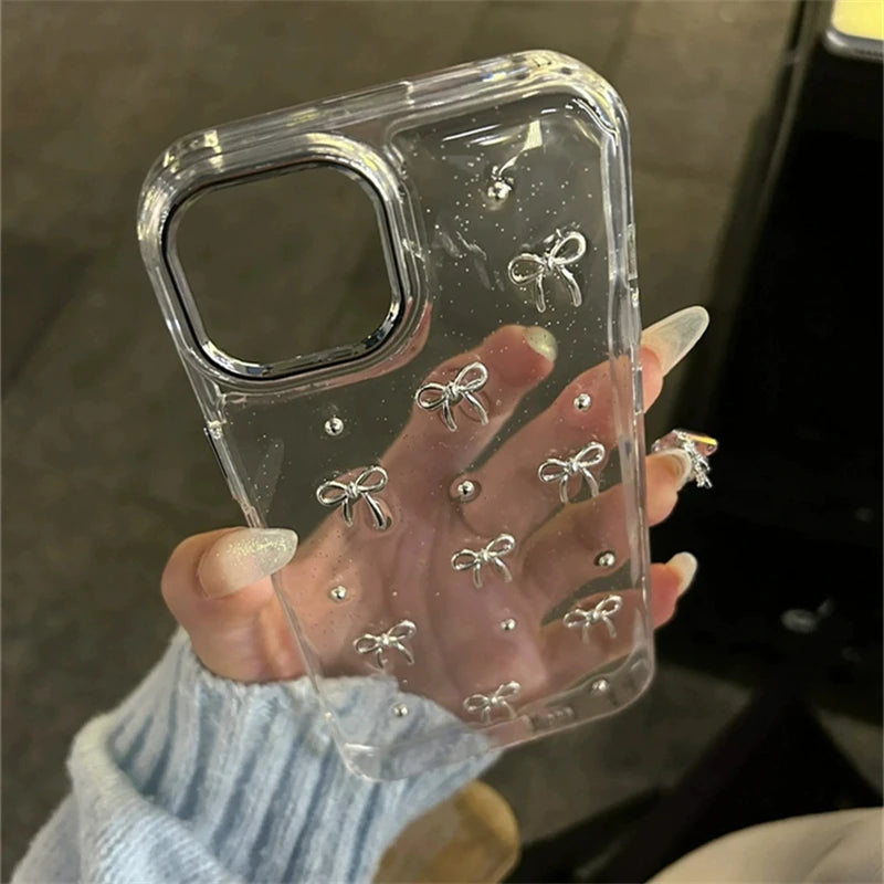 Korean Glitter Bow Phone Case for iPhone 17