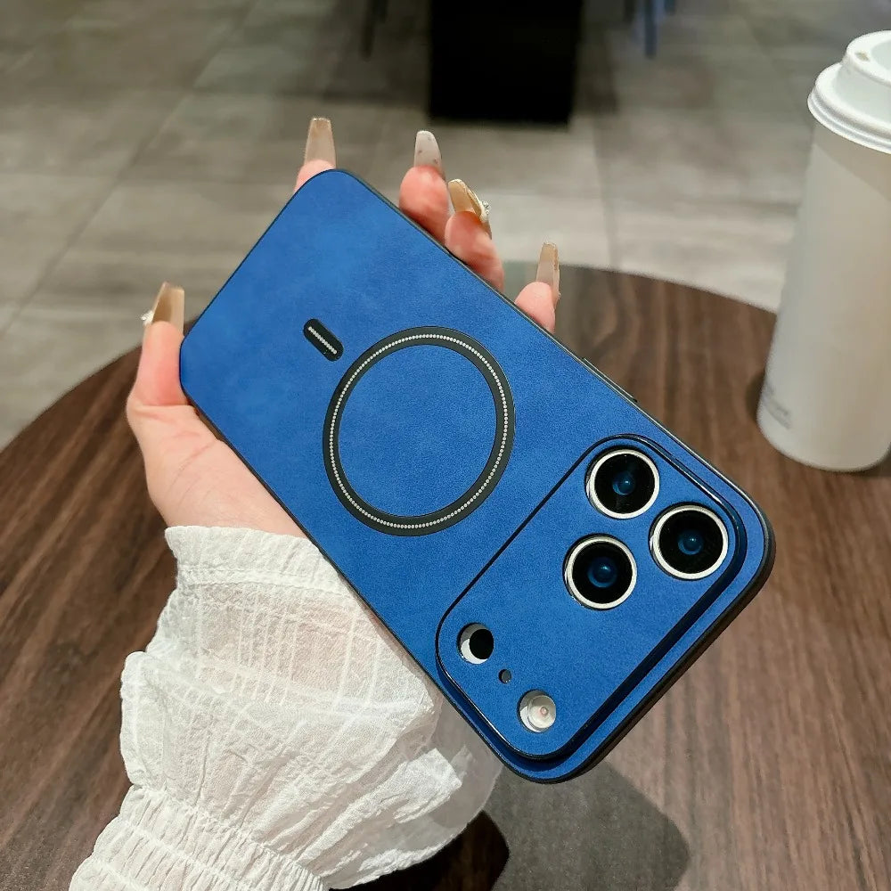 Magnetische matte Lederhülle iPhone 17 Pro Max