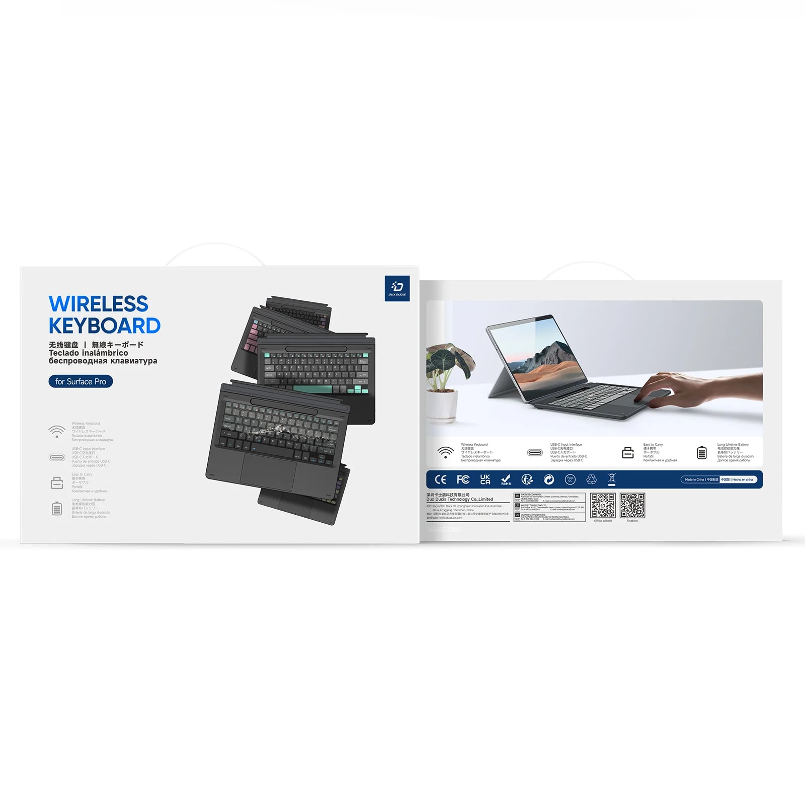 Ultraschlanke Bluetooth Tastatur für Surface Pro 8–11