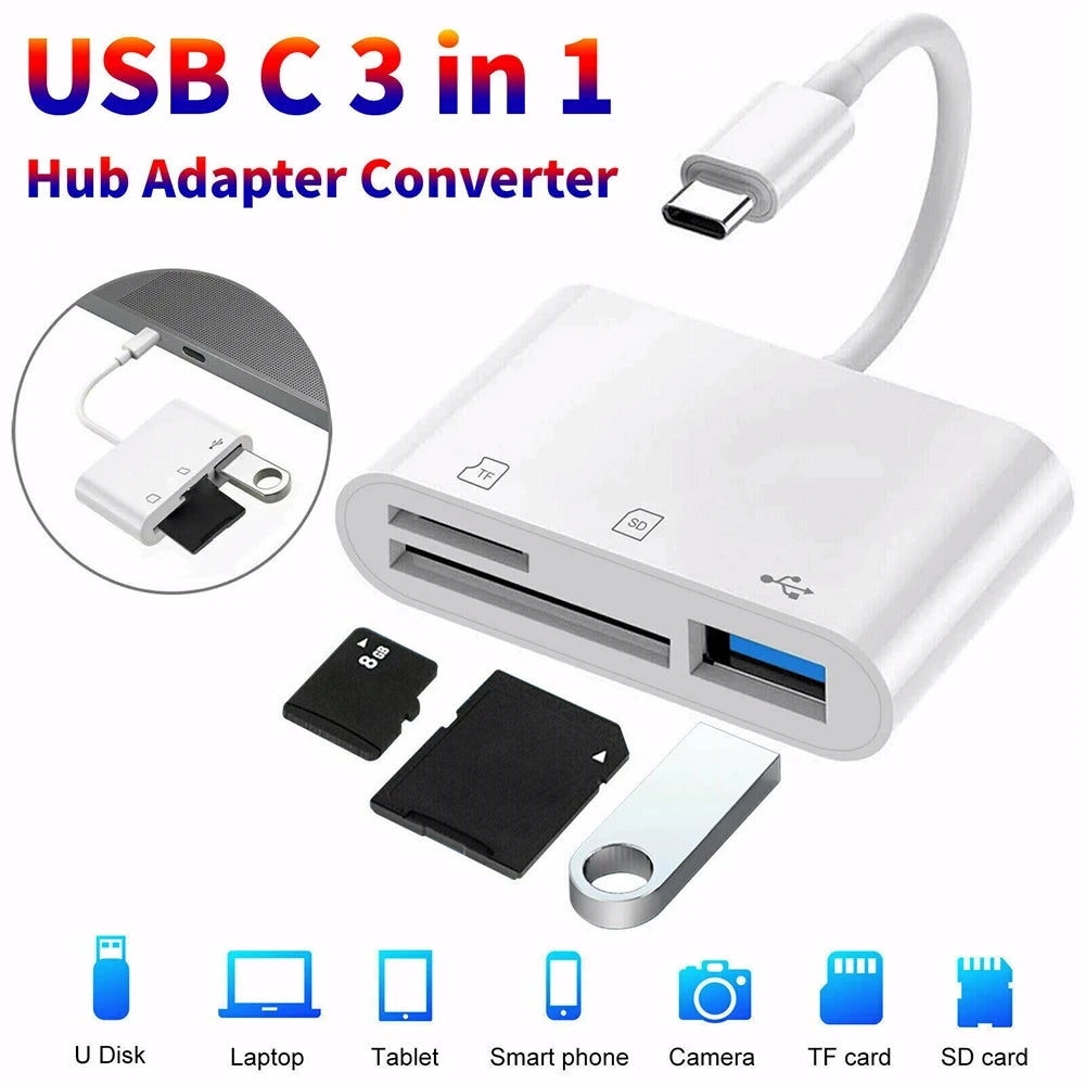 3-in-1 USB-C Kartenleser TF/CF/SD