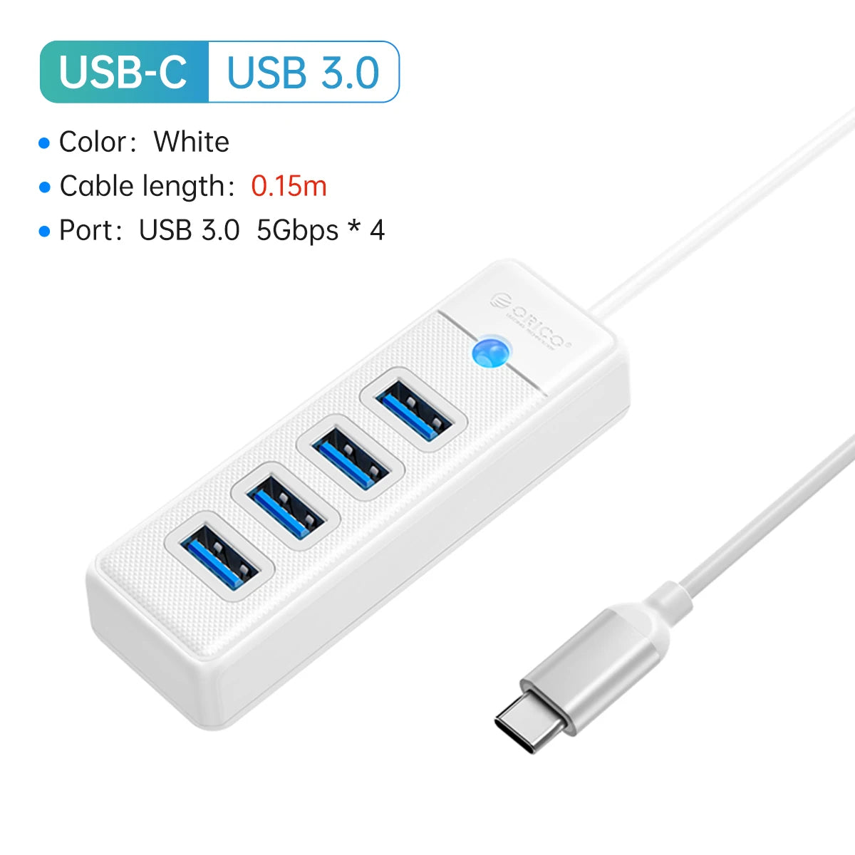 USB 3.0 HUB 4-Port Type-C Splitter