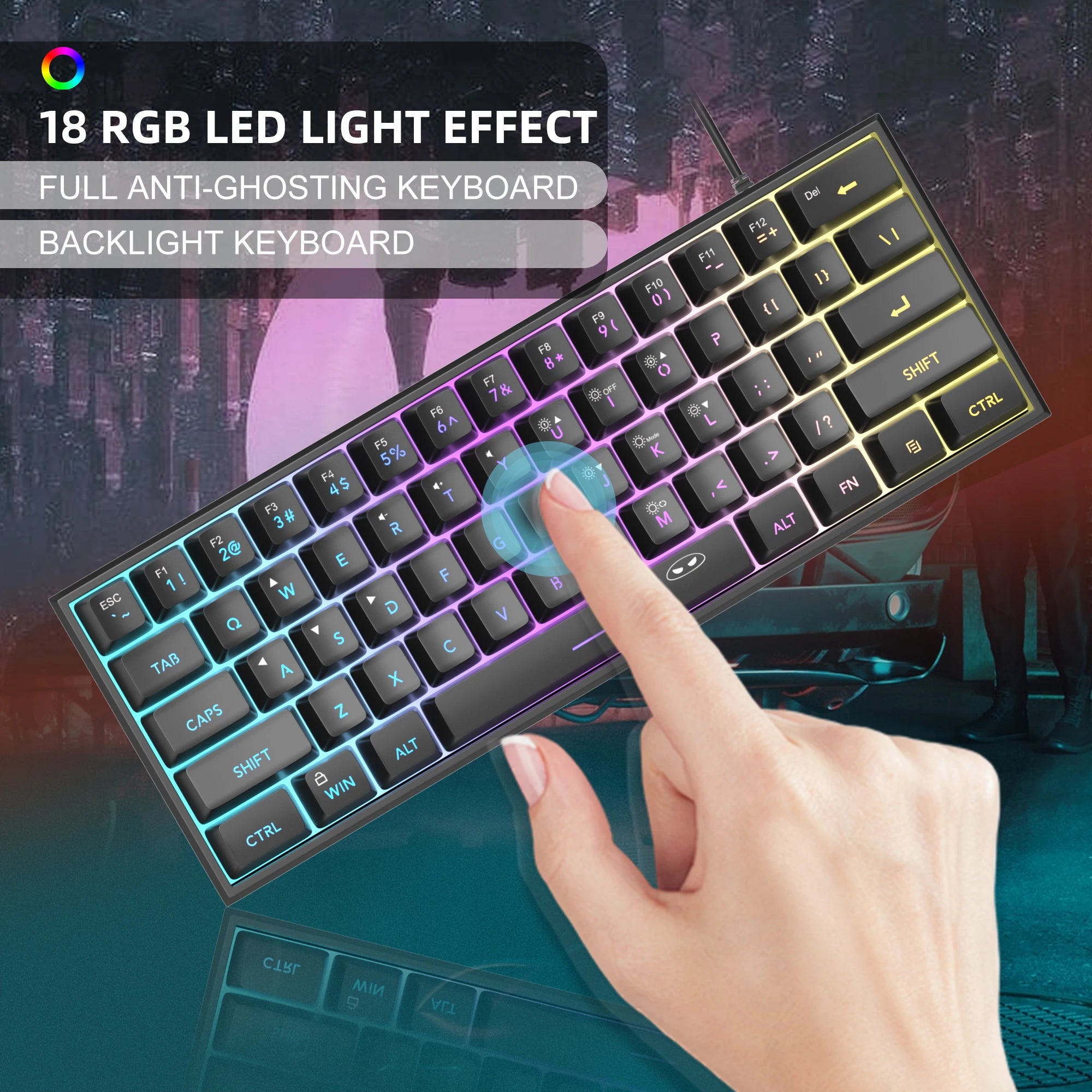 MageGee TS91 60 % Mini RGB Gaming-Tastatur