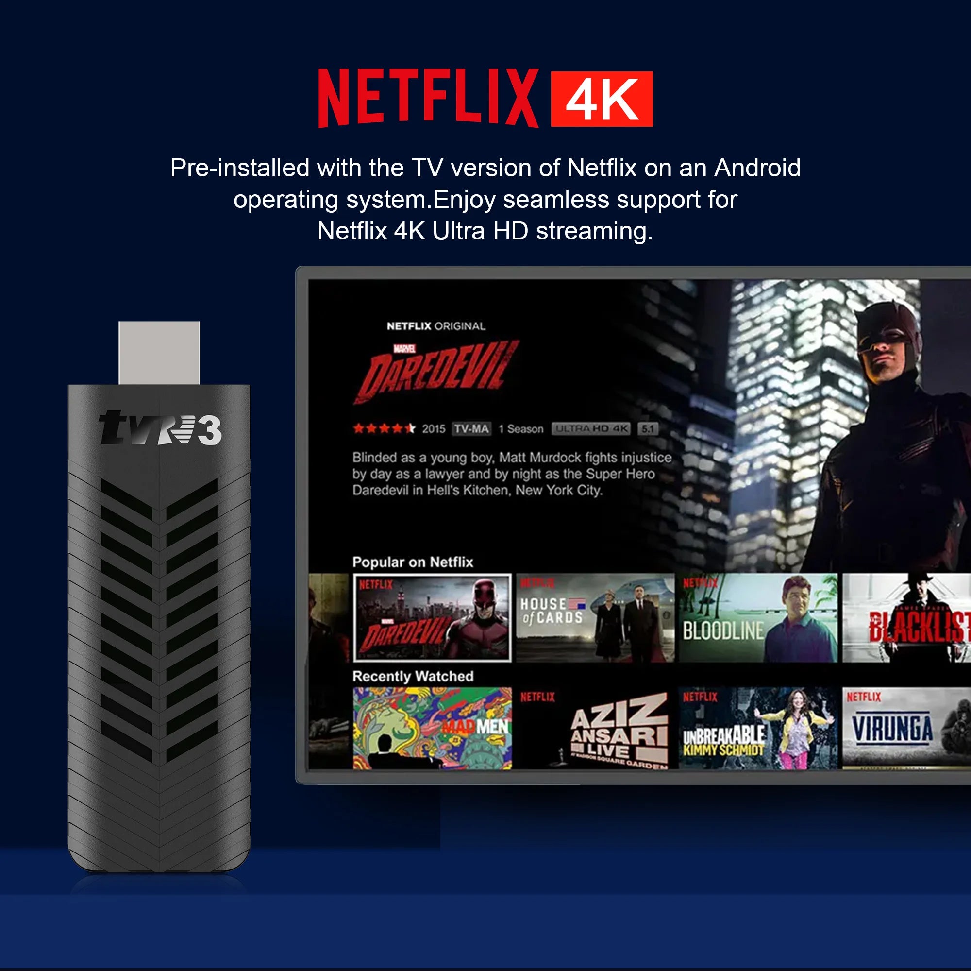 Smart TV Stick 4K HD TVR3 Plus Streaming Media