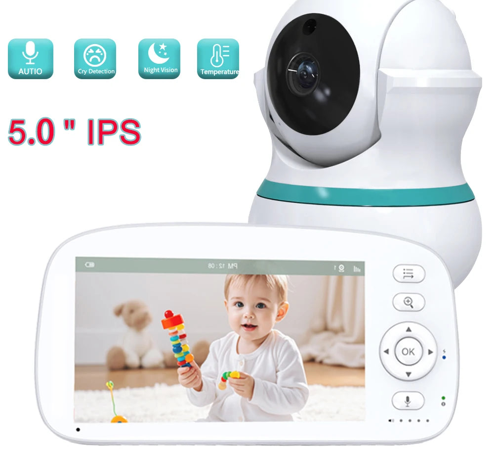 5" HD Babyphone mit 360° PT Nachtsicht VOX Temp