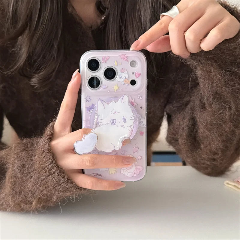 Kawaii Katze Magnetische Handyhülle mit Magsafe Ständer