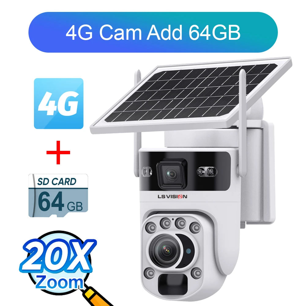 6K 4G Solar Security Camera with 20X Zoom & Tracking
