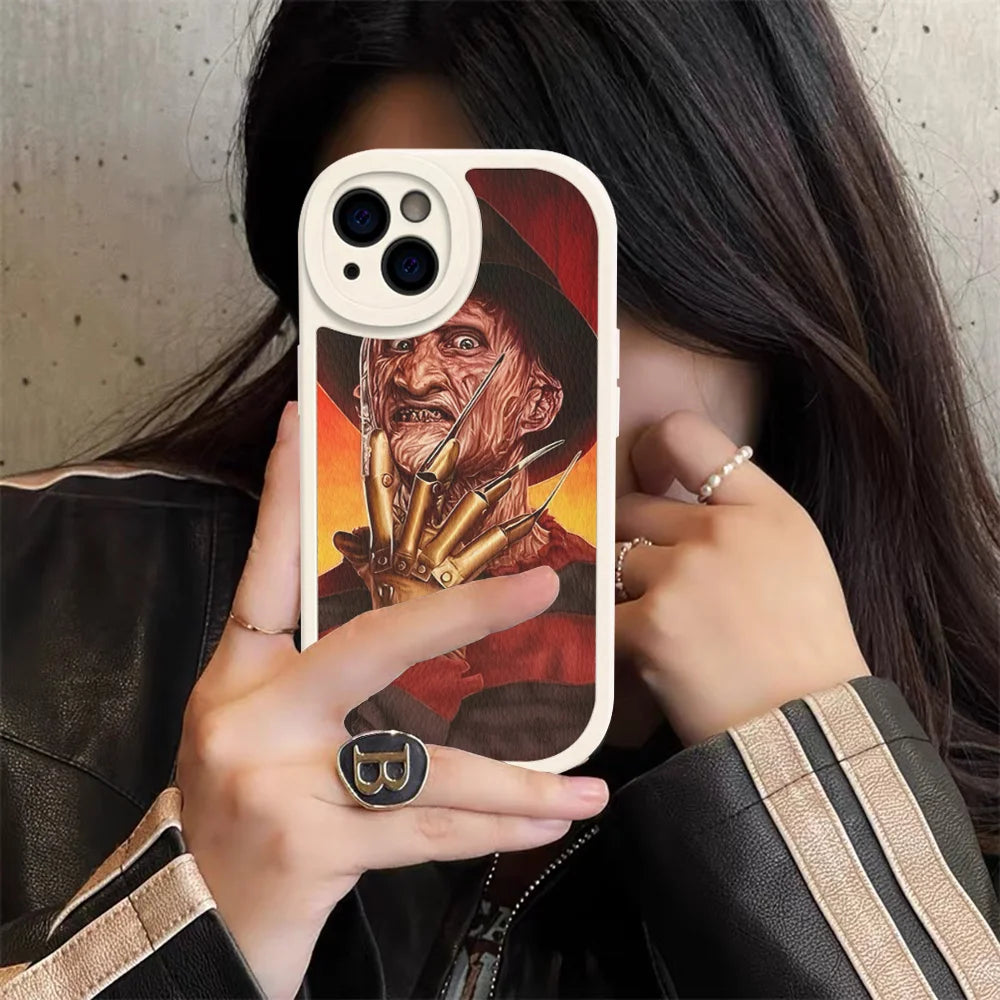 Freddy Krueger Horror Lederhülle für iPhone Modelle