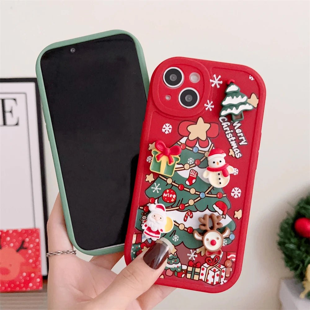 Niedliche 3D Weihnachts-Hülle für iPhone 16 Pro Max