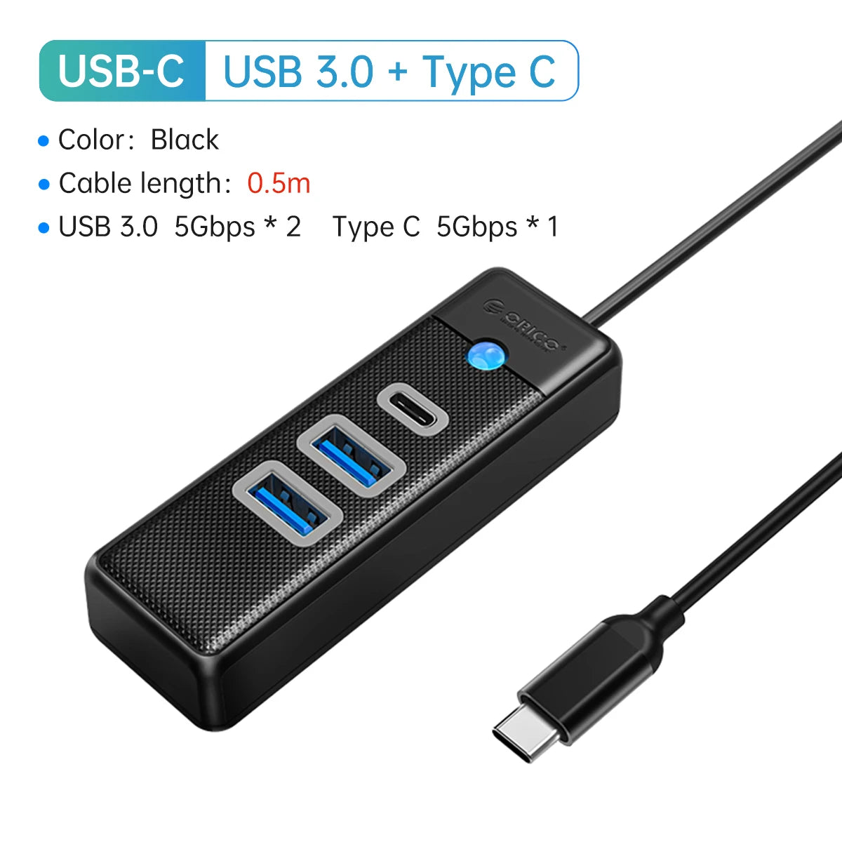 USB 3.0 HUB 4-Port Type-C Splitter