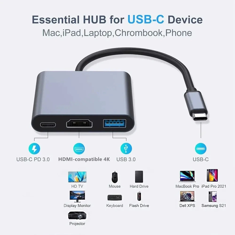 3-in-1 USB-C Hub 100W mit HDMI & USB3