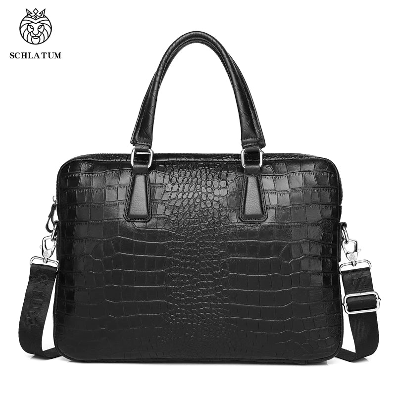 Mallette pour ordinateur portable en cuir véritable SCHLATUM