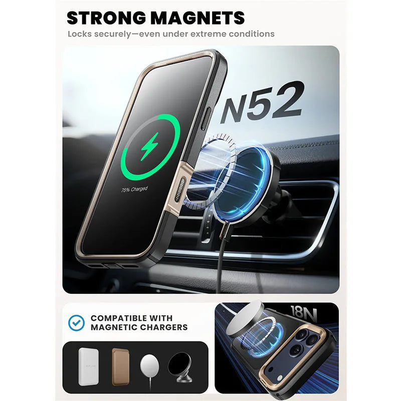 Magnetic Flip Case Full Protection with Glass & Stand Function for iPhone 17 Pro Max